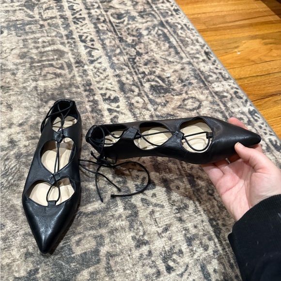 Loeffler Randall Black Pointed-Toe Flats with Lace-Up size 7 - Picture 3 of 9